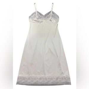 Vintage MOVIE STAR Nylon Ivory FULL DRESS SLIP  Lace Women's Size 32 Medium